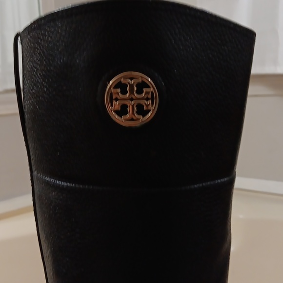 TORY BURCH Black Leather Boots Size 8 1/2M - Picture 2 of 10